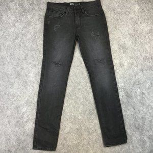 BDG Jeans 26 2 Boyfriend Faded Black Mid Rise Skinny Distressed Stretch Solid